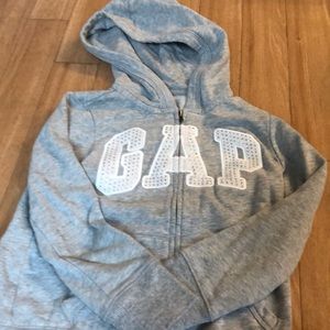 Gap kids Gray zip up hoodie with sparkles small